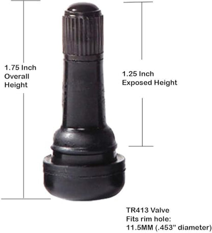 BLACKHORSE-RACING 100PCS TR413 Rubber Snap-in Tire Valve Stem - size: TR413-100pcs