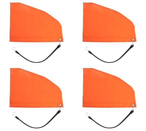 (4 Pack) Orange 12" Turbo Saver Exhaust Cover & 21" Rubber Snap Tie w/Hook - Weather Resistant PVC Turbo Cover to Protect Equipment at High Speeds & Excessive Airflow During Transport - size: 12 Inch, style: 4 - Pack