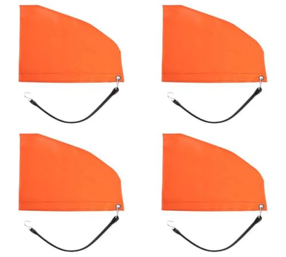 (4 Pack) Orange 12" Turbo Saver Exhaust Cover & 21" Rubber Snap Tie w/Hook - Weather Resistant PVC Turbo Cover to Protect Equipment at High Speeds & Excessive Airflow During Transport - size: 12 Inch, style: 4 - Pack