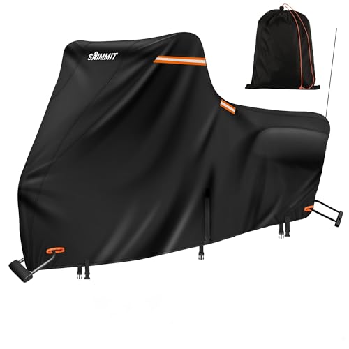 Heavy Duty Motorcycle Cover with Nano Material, Waterproof Outdoor Storage Cover, Moped Cover for Touring Models with Side Box - color: Black, size: Side Box(108"x44"x56")