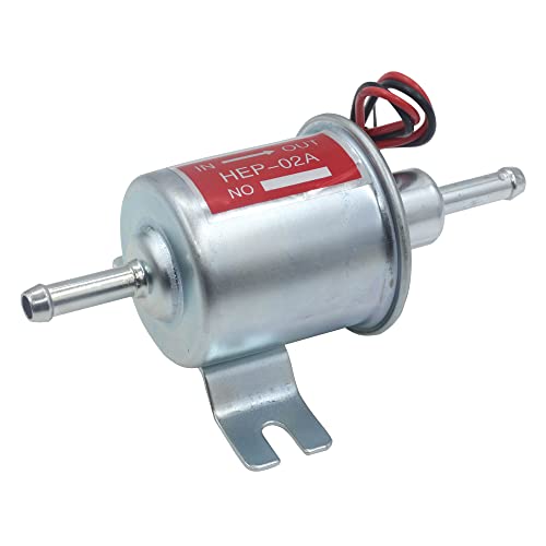 Effoexpart Universal Electric Fuel Pump 12V Transfer Low Pressure 5-9 PSI Gas Diesel Inline Compatible with Carburetor Motocycle Trucks Boats ATV HEP-02A