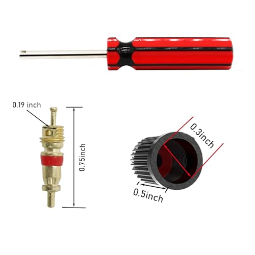 5 Pcs Valve Core Removal Tool,Spool Removal and Installation Tool, 5Valve Stem Core/Spool, 5Stem Caps fit for Most Automotive Car Motorcycle Truck Bike Tire (15)