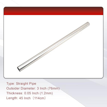 Stainless Steel 3''Inch Straight DIY Custom Mandrel Exhaust Pipe - size: 3 Inch-2PC