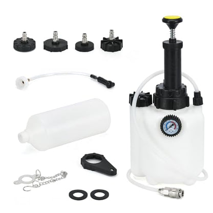 3L Manual Brake Bleeder Fluid Pump with 1L Brake Bleed Bottle and 4 Master Cylinder Adapters,Professional Brake Bleeder Kit Suitable for Most Brake Mast Cylinder Reservoirs