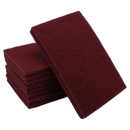 10 Pack Premium Scuff Pads (7447&7448), Maroon General Purpose Scuff Pads Ultra Fine Pads, Scouring Sanding Paint Primer Prep Adhesion Scratch for Surface Preparation/Autobody 6"x9"
