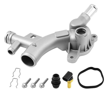 Engine Coolant Water Outlet Housing Aluminum with Sensor - Replaces 25193922, 55565334 - Compatible with 2011-2016 Chevrolet Cruze, 2012-2020 Sonic, 2013-2020 Trax, 2013-2019 Buick Encore