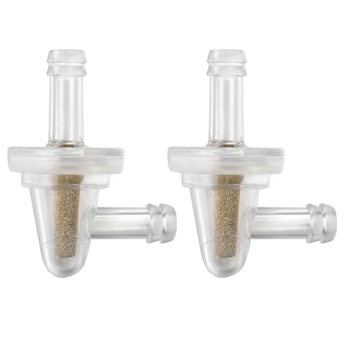 Inline Fuel Filter Universal Small 90 Degree Fuel Filters for 1/4 Fuel Line Gas Engine Motorcycle Bike Scooter ATV Quads (2 Packs)