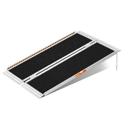 FACHNUO 4FT Portable Wheelchair Ramp for Home Steps, Non-Skid Aluminum Ramp - size: 4FT(Using height 4-12'')