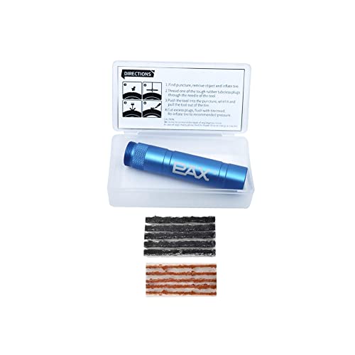 PAX 12 Pcs Tubeless Bike Tire Repair Kit, Includes Storage Canister, Plugger Tool, 10 Pcs Tire Plug Strips, Fast Flat Puncture Fix for MTB, Gravel and Road Bicycle Tires - Sky Blue - color: Sky Blue