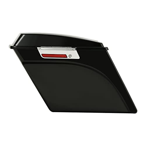 TCMT 5" Hard Saddle Bags Extended Saddlebag Trunk + Lid Latch Keys Fits For Harley Touring FLH FLT Electra Glide Ultra Classic CVO Road King Street Glide Road Glide 1993 1994-2013 - color: Vivid Black Chrome Latches