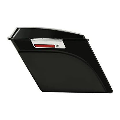 TCMT 5" Hard Saddle Bags Extended Saddlebag Trunk + Lid Latch Keys Fits For Harley Touring FLH FLT Electra Glide Ultra Classic CVO Road King Street Glide Road Glide 1993 1994-2013 - color: Vivid Black Chrome Latches