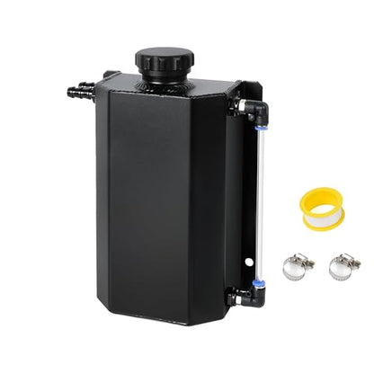 2L Aluminum Coolant Overflow Tank, Universal Radiator Reservoir Black - color: Black