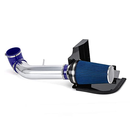 PTNHZ 4" Cold Air Intake Filter w/Heat Shield Kit Compatible For 99-07 Cadillac Escalade Chevy Silverado Tahoe GMC Yukon Sierra 1500 2500 3500 V8 4.8L/5.3L/6.0L (Blue) - style: Blue