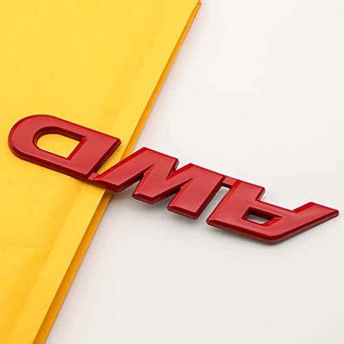 Chrome 3D Metal Large AWD Logo 4x4 Emblem All Wheel Drive Badge Off Road Sticker Racing SUV Decal (Red) - color: Red