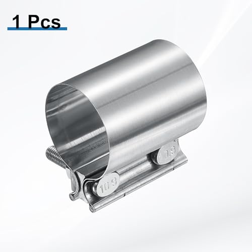 HARFINGTON Exhaust Clamp 2.36" Stainless Steel Lap Joint Band Clamp Exhaust Pipes Connection with M10x55.5 Screws for Car Muffler Elbow Pipes - size: 2.36 inch