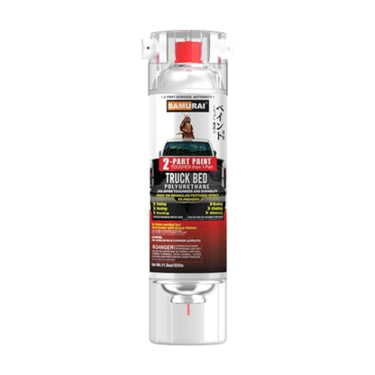SAMURAI 2-Part Polyurethane Granular Textured Truck Bed Liner Spray Paint - 11.3 Ounce UV Resistant and Rust Resistance (White, Pack of 1 Can)