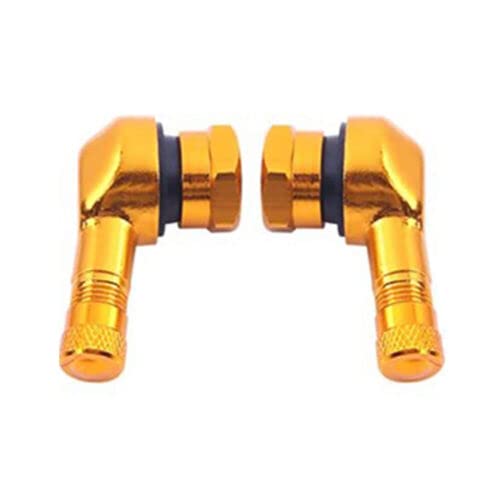 TEAMWILL 2PCS Motorcycle CNC Aluminum 11.3mm Tire Wheel Stem Valve 90 Degree Angled (Golden) - color: Golden