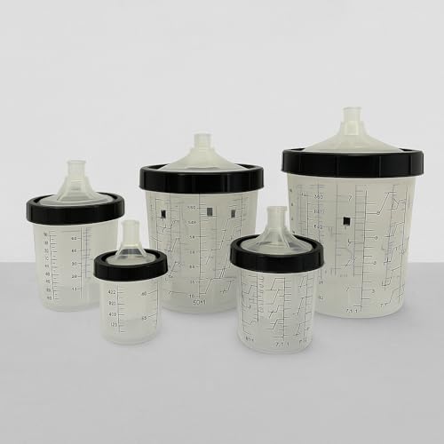 Disposable Paint Spray Gun Cup System, 800ml / 27oz (850ml / 28.7oz Max) - size: 100ml / 3.4oz Liner + 180ml / 6oz Cup, style: 50 Count