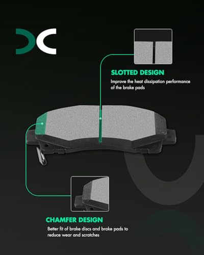 SCITOO Disc Brake Pads Sets Semi-Metal 8pcs For Honda For Ridgeline 2006-11 - size: Front D1102 & Rear D1103