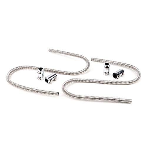44" Flexible Heater Hose Kit - Stainless Steel Universal Heater Hoses Fits 5/8" & 3/4" Necks, 2 Hoses (4 Chrome Caps, Silver) - color: Silver, size: 44 Inch