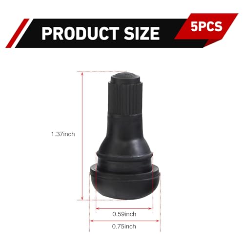 5 PCS TR412 Tire Tubeless Valve Stems, Short Black Rubber Snap-In Tire Valve Stem, Standard 0.453 Inch Rim Holes Replacement for Car, Truck, SUV, Trailer - size: 5 PCS #TR412