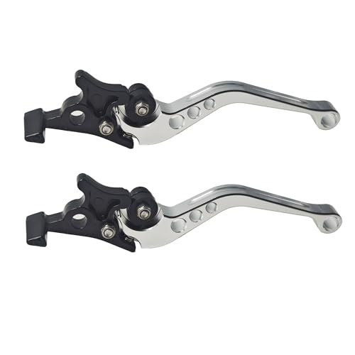 1 Pair Silver Motorcycle Brake Clutch Levers, CNC Aluminum Alloy Handle Set for Scooter Motorbike, Adjustable Replacement Parts - color: Silver