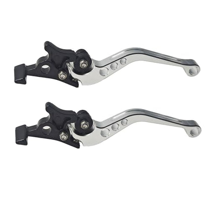 1 Pair Silver Motorcycle Brake Clutch Levers, CNC Aluminum Alloy Handle Set for Scooter Motorbike, Adjustable Replacement Parts - color: Silver