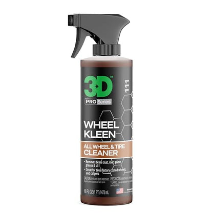 3D Wheel Kleen - High-Foaming Wheel & Tire Cleaner, Removes Brake Dust, Road Grime & Grease, Safe for All Factory Wheels & Calipers, Professional-Grade, 16oz - size: 16 Fl Oz (Pack of 1)