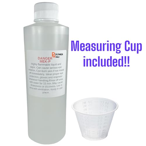 MEKP 8oz - 236cc Clear Catalyst-Hardener for Polyester Resins, Gelcoats, Vinyl Esters, Ceramic Transom Pour, Includes 1oz Measuring Cup