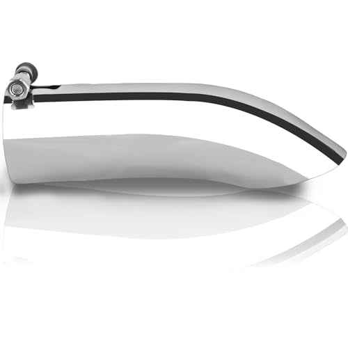 Mupera 3 Inch Turn Down Exhaust Tip, 3" Outlet, 12" Long - size: 3" Inlet 3" Outlet 12" Length Silver