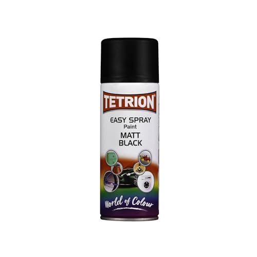 Tetrion Easy Spray Paint - Matt Black 13.5 fl oz -All-Purpose Fast Drying Acrylic Spray for Wood, Metal, Plastic, Ceramic & More, Smooth Base Coat - Indoor & Outdoor Use, 13.5 Oz - color: Black (Matt), size: 13.5 Ounce (Pack of 1)