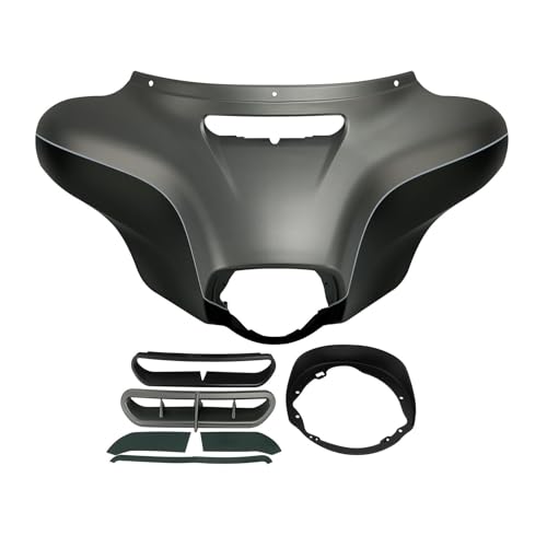 HR3 Charcoal Denim/Black Denim Batwing Outer Fairing Body + Vent Trim Compatible with 2017 Ultra Limited FLHTK - color: Charcoal Denim / Black Denim