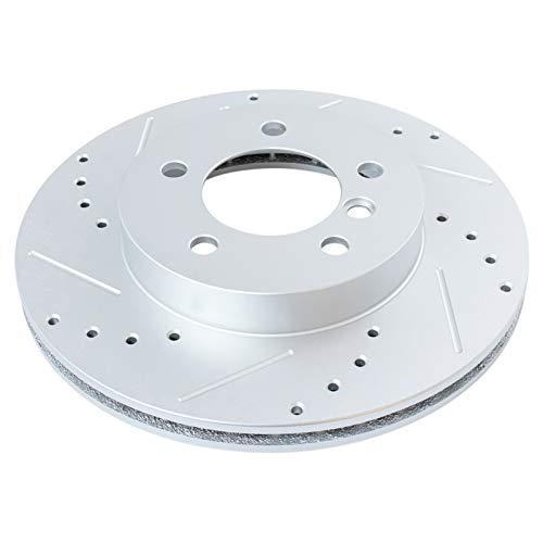 TRQ Performance Front and Rear Brake Rotor Set G Coated Drilled and Slotted - style: BRA13976