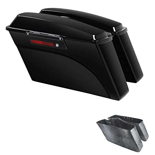 XFMT Motorcycle Saddlebags Hard Saddlebags For Harley Touring 1993-2013 - color: Vivid Black W/ Black Latches, size: Standard