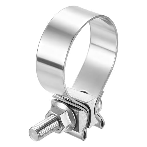 HARFINGTON 410 Stainless Steel Exhaust Clamp 2.17" Butt Joint Narrow Band Muffler Seal Exhaust Narrow Lap Butt Clamps for Pipe Mufflers Converters System Repair, Silver - size: Range 55-64 mm, Band Width 22mm