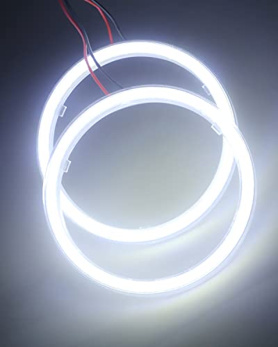 Qasim 1-Pair White 110MM 81SMD COB LED Halo Ring Angel Eyes with lampshade Cover 12V 24V Led DRL Fog Light - size: 110MM-white