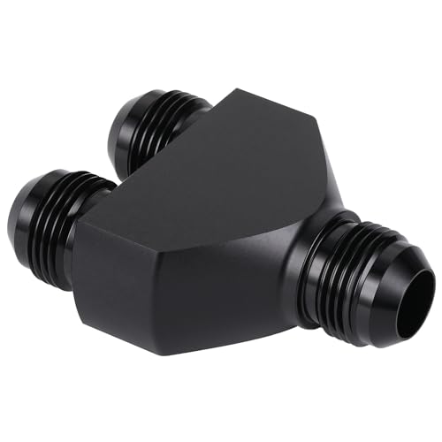 12AN Male to Parallel Dual 12AN Male Y Block Fuel Fitting Splitter Adapter Connector Aluminum Black - size: 12AN to 2 x 12AN