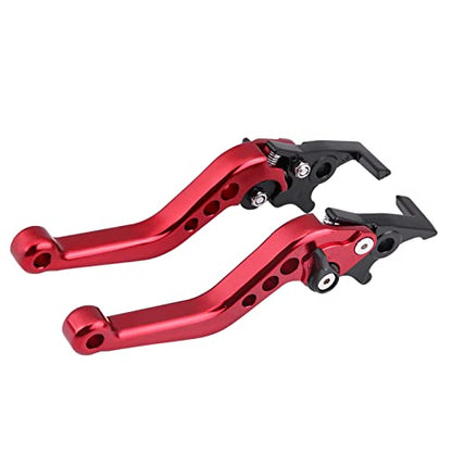 Pit Bike Brake Lever, Red Folding Aluminum Clutch Brake Lever Universal Brake Lever Handle Double Disc for GY6 Xmaximum 400, 1 Pair
