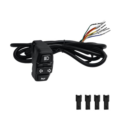 Motorcycle Head Light Turn Switch, 3-in-1 Motorbike Handlebar Headlights Horn Turn Signal Switch, Scooter Light Horn Turning On Off Control Button Set, Fits Motorbike E-Bike E-Scooter