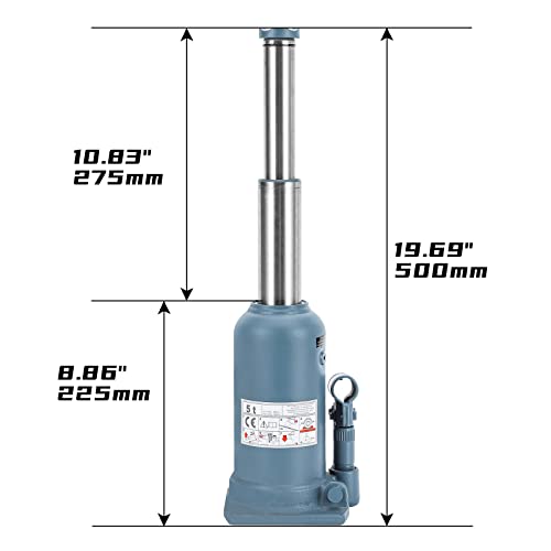 BAOSHISHAN 5 Ton Double Ram Bottle Jack, High Lift Hydraulic Jack - size: 5 Ton (High Lift)