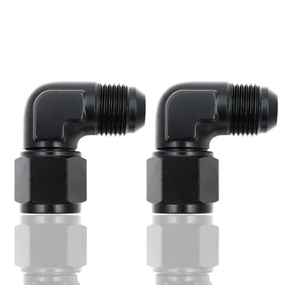 6AN Female to 6AN Male Flare 90 Degree Swivel Fitting Adapter Aluminium - size: 6AN