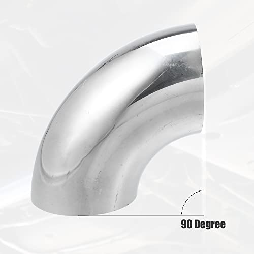 X AUTOHAUX 2pcs OD 2 Inch 90 Degree Mandrel Bend Elbow SS304 Stainless Steel Bend Tube Exhaust Elbow Pipe for Car Modified Exhaust System 2" Piping Silver Tone - size: 2"