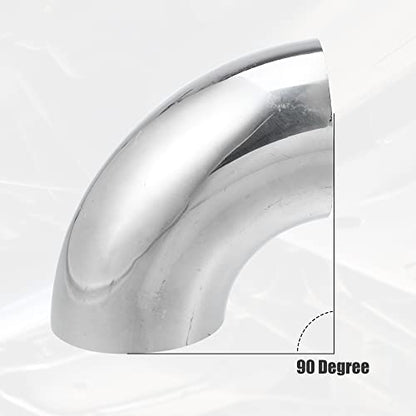 X AUTOHAUX 2pcs OD 2 Inch 90 Degree Mandrel Bend Elbow SS304 Stainless Steel Bend Tube Exhaust Elbow Pipe for Car Modified Exhaust System 2" Piping Silver Tone - size: 2"