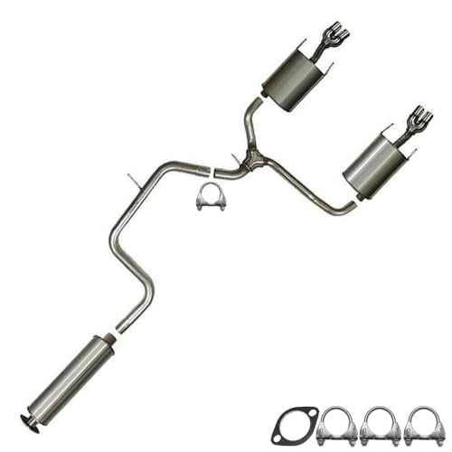 Northeastern Exhaust | Stainless Steel Resonator, Intermediate Pipe and Pair of Mufflers Exhaust System Kit Compatible for Pontiac Grand Prix 2003-2008 3.8L | Free Clamps and Gasket Included