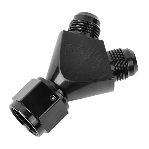 EVIL ENERGY 10AN Female to 8AN 8AN Male Flare Fitting, Y Block Union Splitter Swivel Adapter Fitting Aluminum Black - size: 10AN Female to 2×8AN Male
