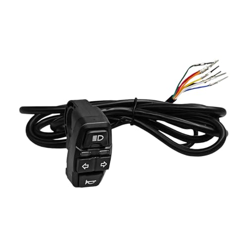 Motorcycle Head Light Turn Switch, 3 in 1 Ebike Light Horn Turn Signal ON/Off Switches with Wire, Motorbike Handlebar Control Button Mount, Universal for Dirt Bike Scooter Motocross