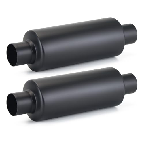 A-KARCK 2 Pack 2" Inlet Exhaust Resonator, 2" Inlet 2" Outlet 13.8" Overall Length Muffler Resonator Stainless Steel,Polished (Black) - color: Black, size: 2" Inlet 13.8" Overall Length - 2Pack