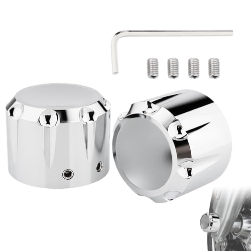 Front Axle Nut Covers CNC Black Chrome Caps Compatible with Harley Davidson Road Glide Sportster Softail Touring Dyna Trike Road King Iron 883 Fat Boy 2002-2024 (Chrome) - color: Chrome