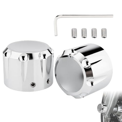 Front Axle Nut Covers CNC Black Chrome Caps Compatible with Harley Davidson Road Glide Sportster Softail Touring Dyna Trike Road King Iron 883 Fat Boy 2002-2024 (Chrome) - color: Chrome