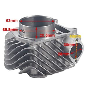 62.5mm Cylinder Head Piston Kit for GY6 177cc 1P63QML Engine - size: 62.5mm Big Bore Cylinder